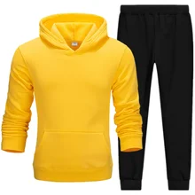 

2022 new Men's ladies casual wear suit sportswear suit solid color pullover + pants suit autumn and winter fashion suit
