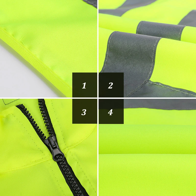 High Visibility Vest with Pockets and Zip Reflective Work Clothes Men high visibility vest