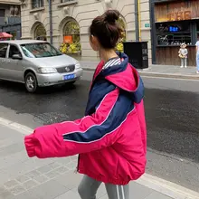 

Autumn and winter new velvet warm loose simple Hong Kong style fashion trend stitching cardigan hooded jacket