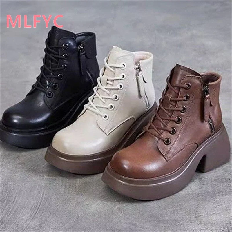 Winter New Thick Sole Boots for Women Fashion Versatile Retro Thick Heel Mid Sleeve Short Boots for female Casual Simple Boots