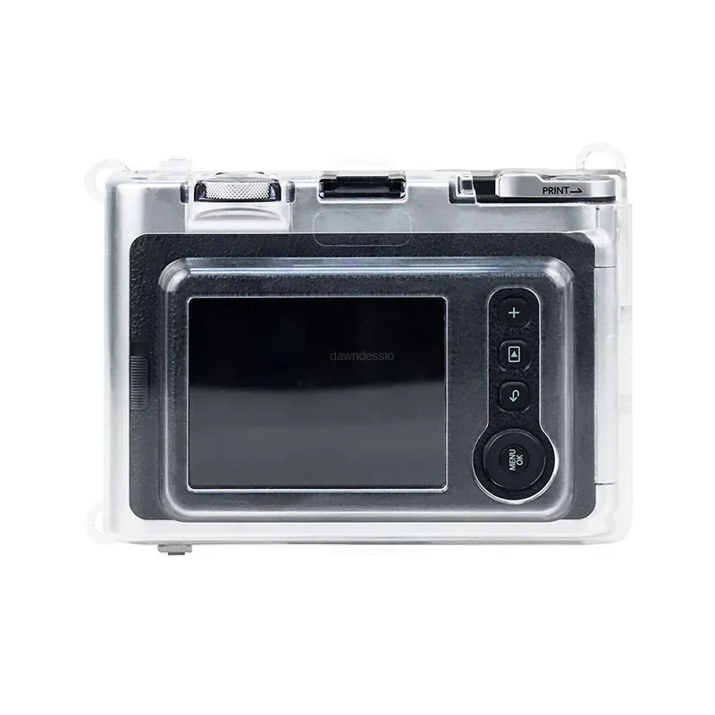 Clear Case for Fujifilm Instax Mini EVO Instant Film Camera Crystal Hard Shell Cover Removable Shoulder Strap