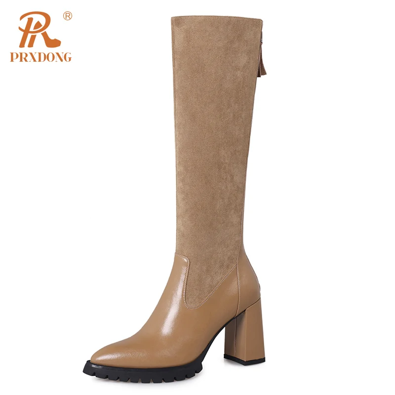 

PRXDONG New Brand Women's Shoes 2023 Fashion Autumn WInter Warm Knee High Boots High Heels Platform Shoes Dress Party Size 34-39