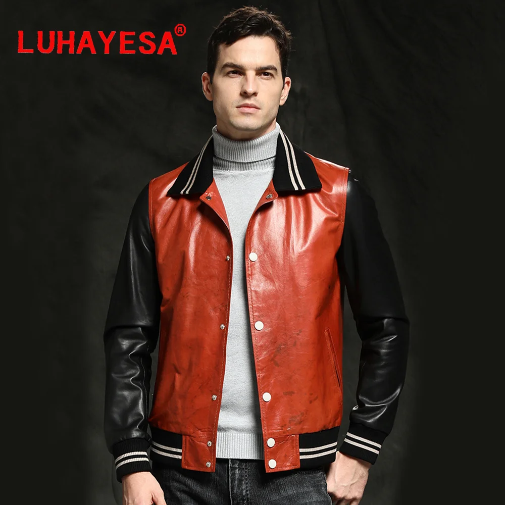 

LUHAYESA Genuine Leather Men Autumn Casual 100% Real Sheepskin Leather Jacket Male Spring New Leather Outerwear