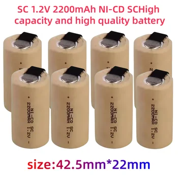 Batteria Ricaricabile SC 1.2V 2200mAh Sub C NI-CD con Linguette di Saldatura per Trapano Elettrico, Cacciavite, Fai-da-Te