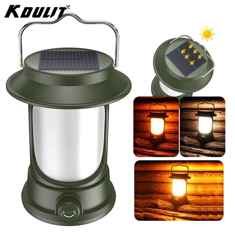 

Solar Rechargeable Camping Lantern Portable LED Camping Strong Light Tent Light Hiking Fishing Emergency with Stepless Dimming