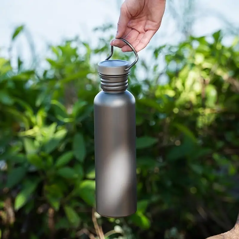 500ml 600ml 750ml 티타늄 물병 재사용 가능 야외 캠핑 용품 관광 스포츠 사이클링 하이킹 캠핑 물병