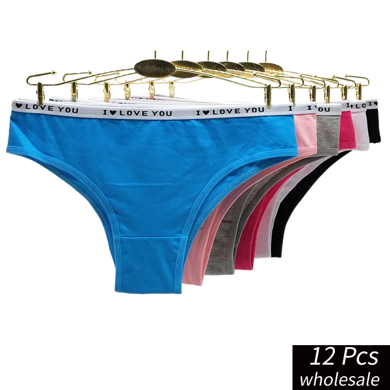 

Alyowangyina, 12 шт./лот, оптовая продажа, трусики, женское нижнее белье для девочек, хлопковые трусики, однотонные, эластичные, удобные стринги #89392
