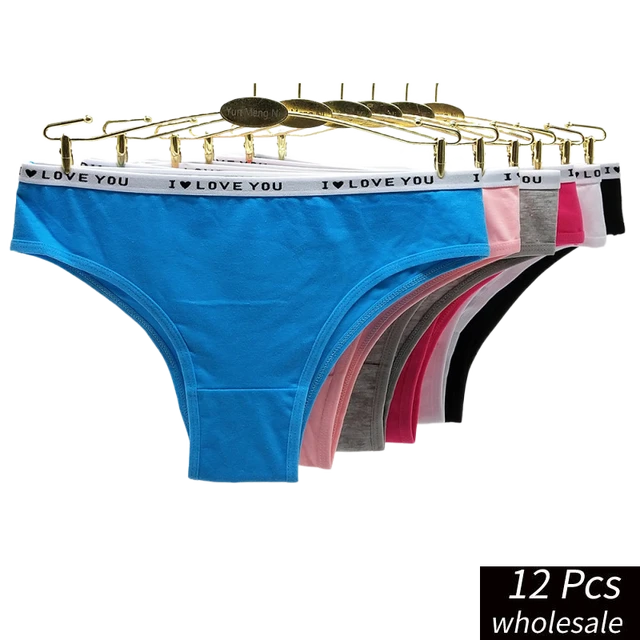 Alyowangyina 12pcs/lot Wholesale Panties Women Girls Underwear Cotton Panty  Soild Color Elasticity Comfortable Thong #89392 - AliExpress