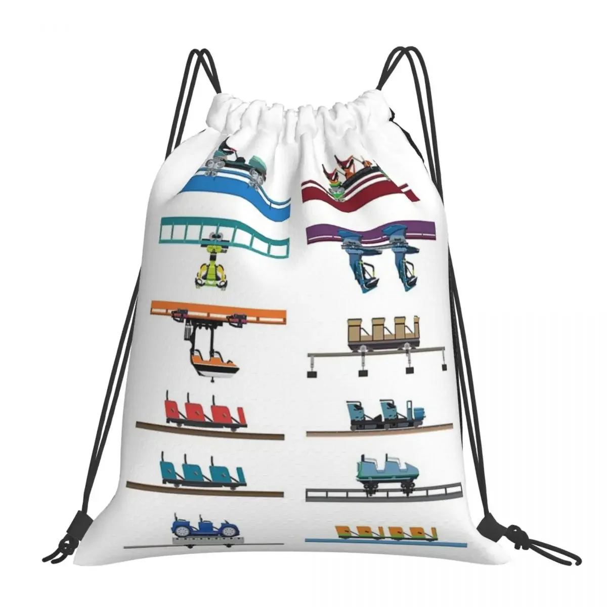 

Kings Island Coaster Cars Design Backpack Casual Portable Drawstring Bag Drawstring Bundle Pocket Sundries Bag For Travel School