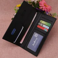 Ultra Thin Men's Long Wallet Leather Business Purse ID Card Postcard Note Storage Holder Foldable Male Handheld Purse 2