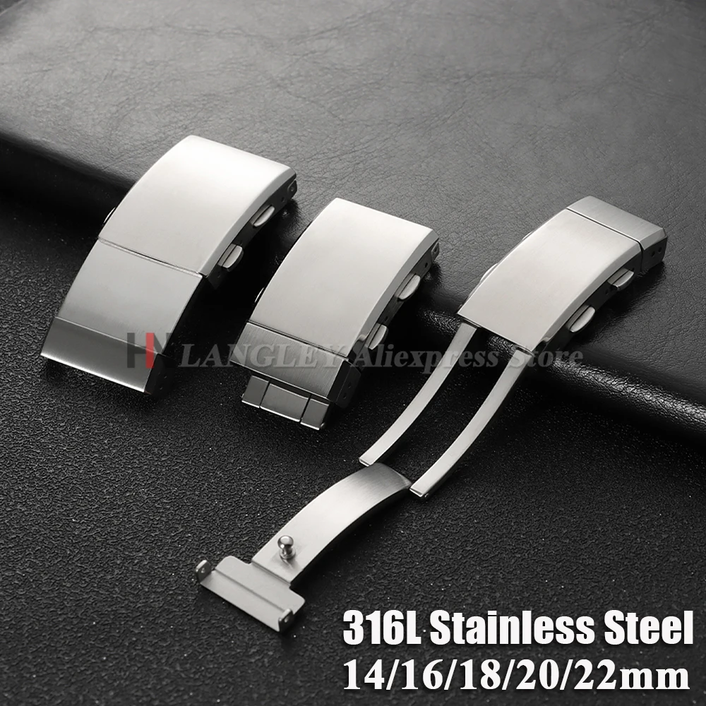 Stainless Steel Brushed Folding Safety Adjustable Watch Buckle Clasp