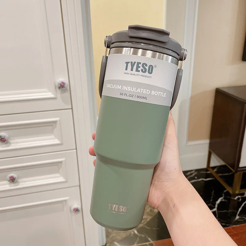 thumbnail image 1 of 900ML Tyeso Stainless Steel Coffee Cup Cold And Hot Double-layer Insulated Cup Tumbler Thermo Water Bottle Car Travel Mug, 1 of 5