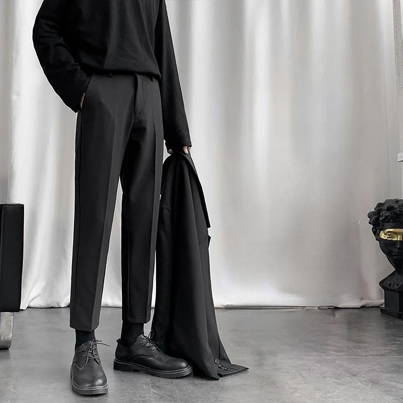 

Solid Men's Straight Suit Pants Casual 2023 New Fashion Brand Male Trousers Baggy Thick Korean Style Business Pants Clothing E51