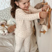 Ensemble de vêtements d'été pour bébés filles, 1-6T, 100% coton, t-shirt à manches longues, haut et pantalon, vêtements de maison, pyjama extensible, 2 pièces 3