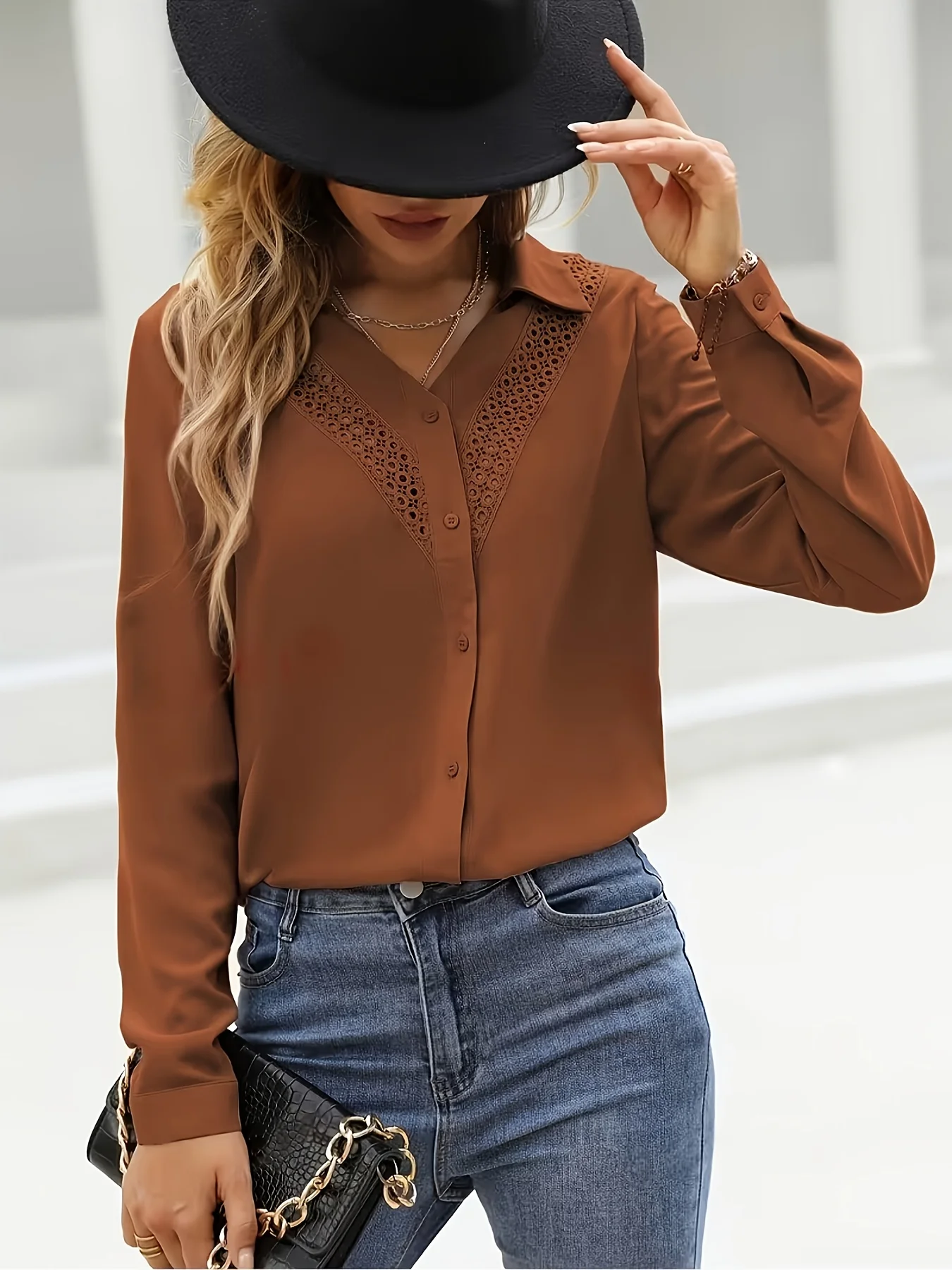 Temperament Loose Woman Shirt Fashion Casual Blouse Elegant Long Sleeve Woman Shirt Holiday Weekend Top 2