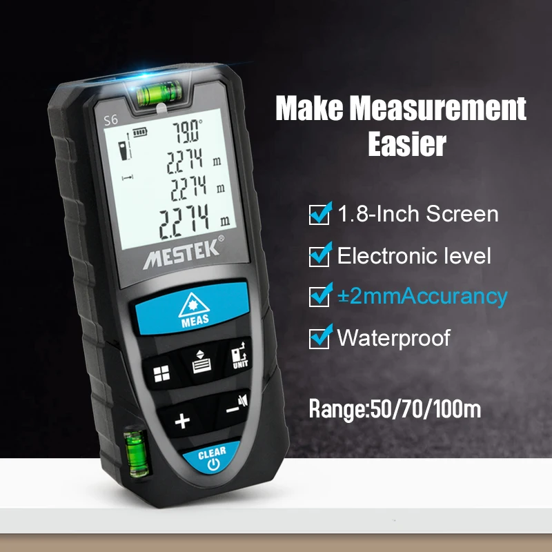 MESTEK 50M/100M Laser Rangefinder Laser Distance Meter Diastimeter Digital Roulette Trena Measure Tape Medidor Range Finder laser rangefinder distance meter