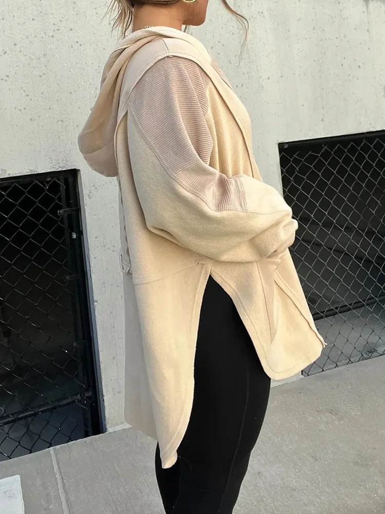 2023 Loungewear Fashion Women Hoodies Autumn Winter Patchwork Long Sleeve Pocket Hooded Ladies Pullovers Streetwear Dropshipping