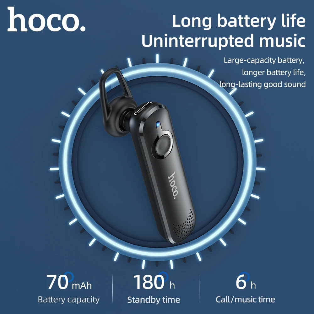HOCO Mini Bluetooth 5.0 Wireless Headset Earbuds Earpiece Mic Mini Handsfree Earphones 24Hrs Headphones For iPhone 13 12 bluetooth headset