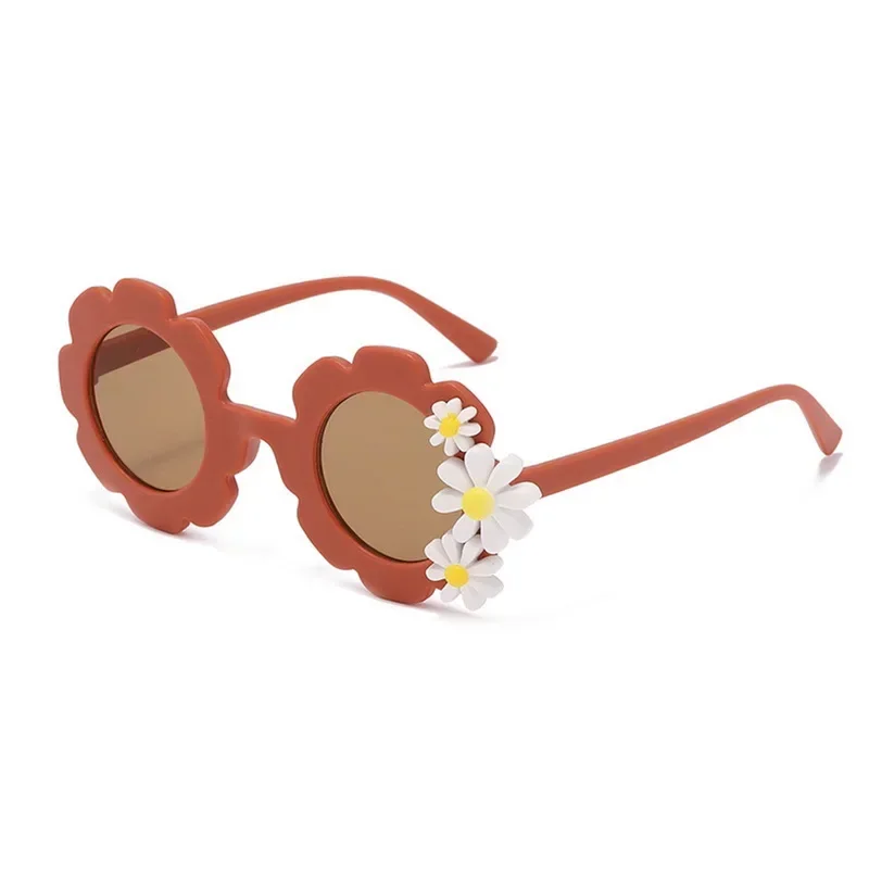 Kids Cute Round Sunflower Sunglasses Boys Girls Outdoor Travel Beach Acrylic Sun Glasses Sun Shade Eyewear UV400 Gafas De Sol