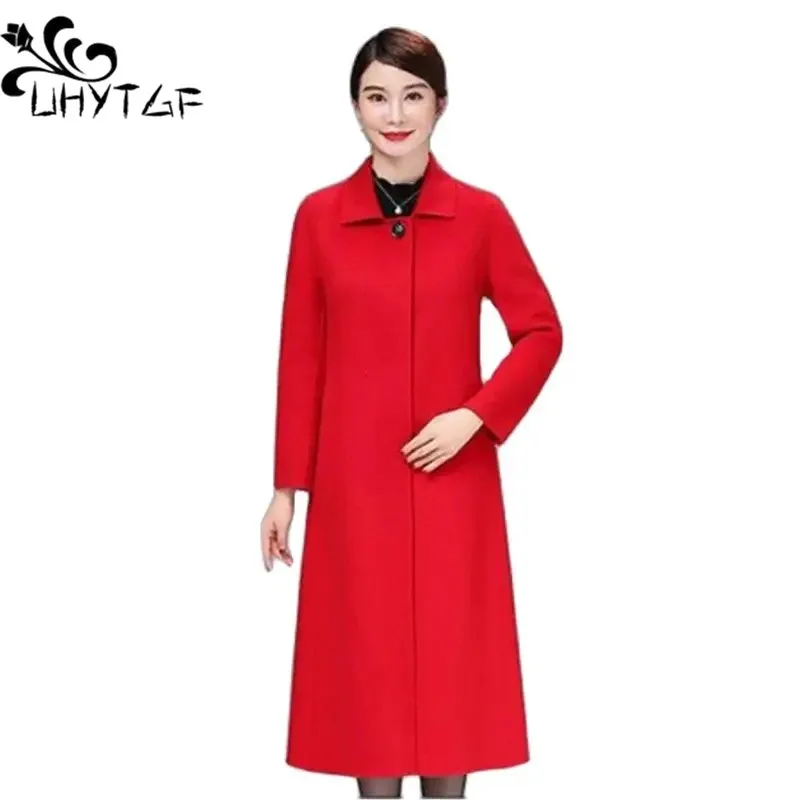 

Blend Woolen Coat Women Mid-Length 2023 Elegant Mother Autumn Winter Jackets Female Outerwear Korean Reviews Many Outer 4XL 2901