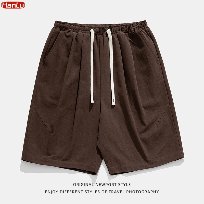 2023 Summer New Drawstring Shorts Men Casual Jogger Solid Sweathshorts Plus size  Harajuku Style High Quality Cotton Shorts