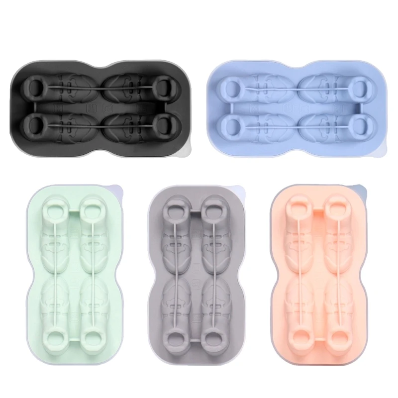 

X6HD Unique Large Shoe Shaped Ice Cube Tray 4 Grids Silicones Ice Making Moulds for Cold Beverages Ice Maker for Cocktails
