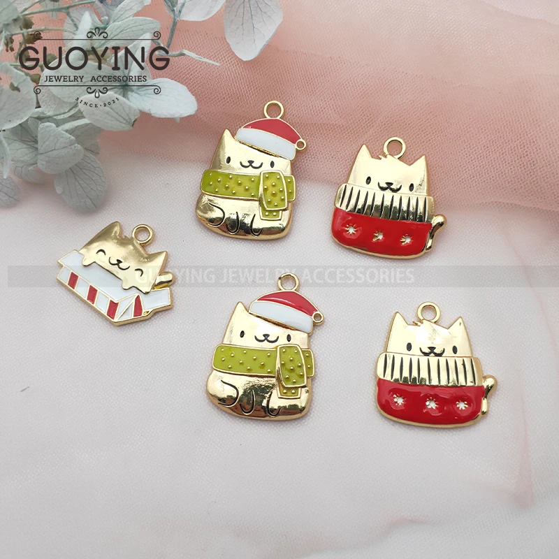 

10 шт. очаровательные рождественские серьги в виде собак и кошек из сплава, самодельные серьги ручной работы, подвеска, брелок, аксессуары