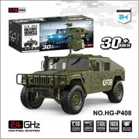 HG 1/10 RC 4*4 P408 U.S. Military Vehicle Racing Car 2Speed ESC Motor Sound Light 16CH Radio TH15071-SMT2 1