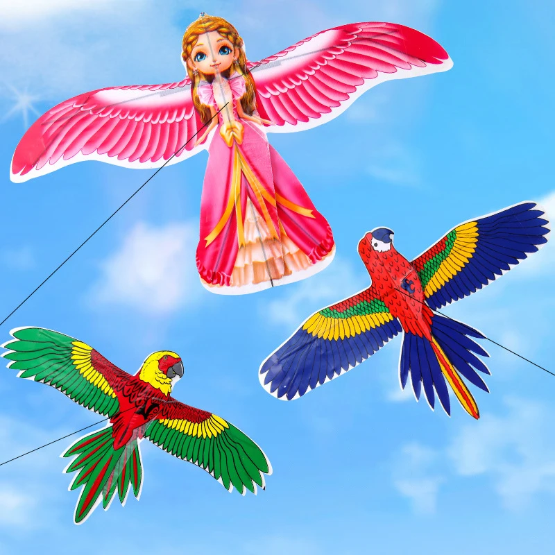 Cartoon Children Kite Mini Plastic Toys + 40cm Hand Brake Fishing Rod Outdoor Toys For Kids Gifts