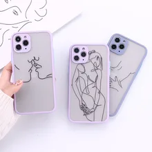

Abstract Geometric Line Body Phone Case For iPhone 12 11 Pro Max X XR XS Max 7 8 Plus Mini Bumper Matte Back Cover Coque