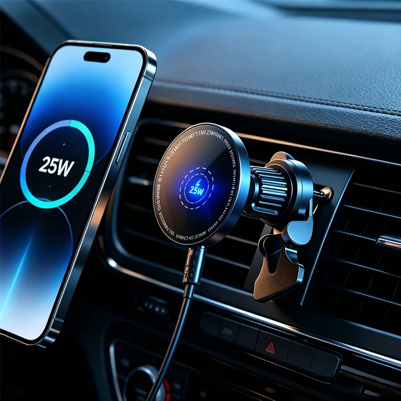 Fast Magnetic Wireless Charger Car Vent Mount with 360° Rotation Phone Holder