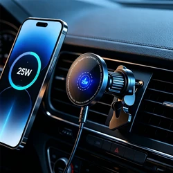 Fast Magnetic Wireless Charger Car Vent Mount with 360° Rotation Phone Holder (Black)