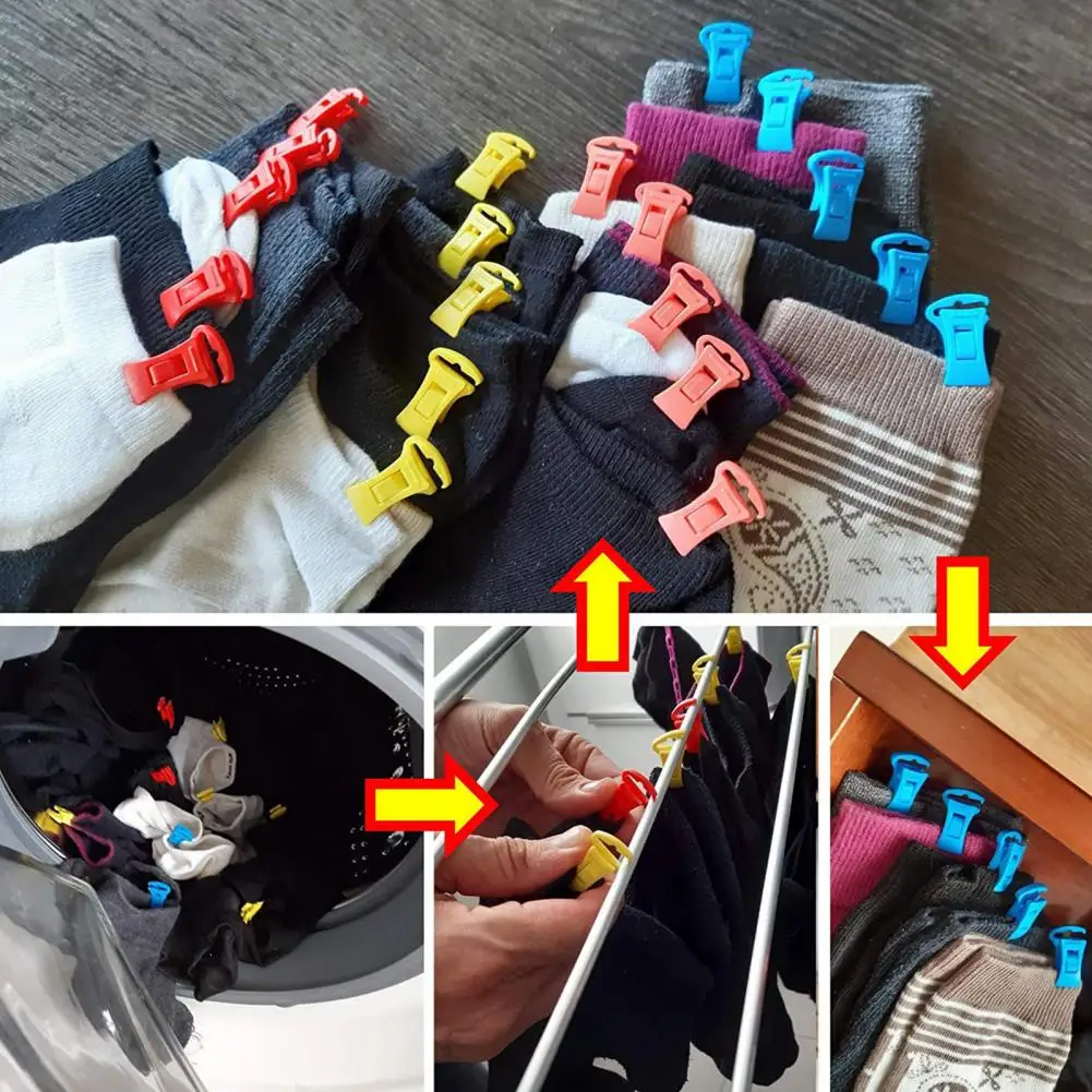 20PCS/LOT Colorful Sock Shaped Socks Holders Pack of Organizers Sorters  Clips Laundry