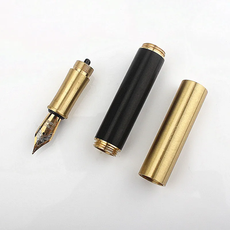 Brass Solid Wood Retro Fountain Pen Travel Short Fountain Pen Extra Fine Office Student Pen Stationery Fountain Pen