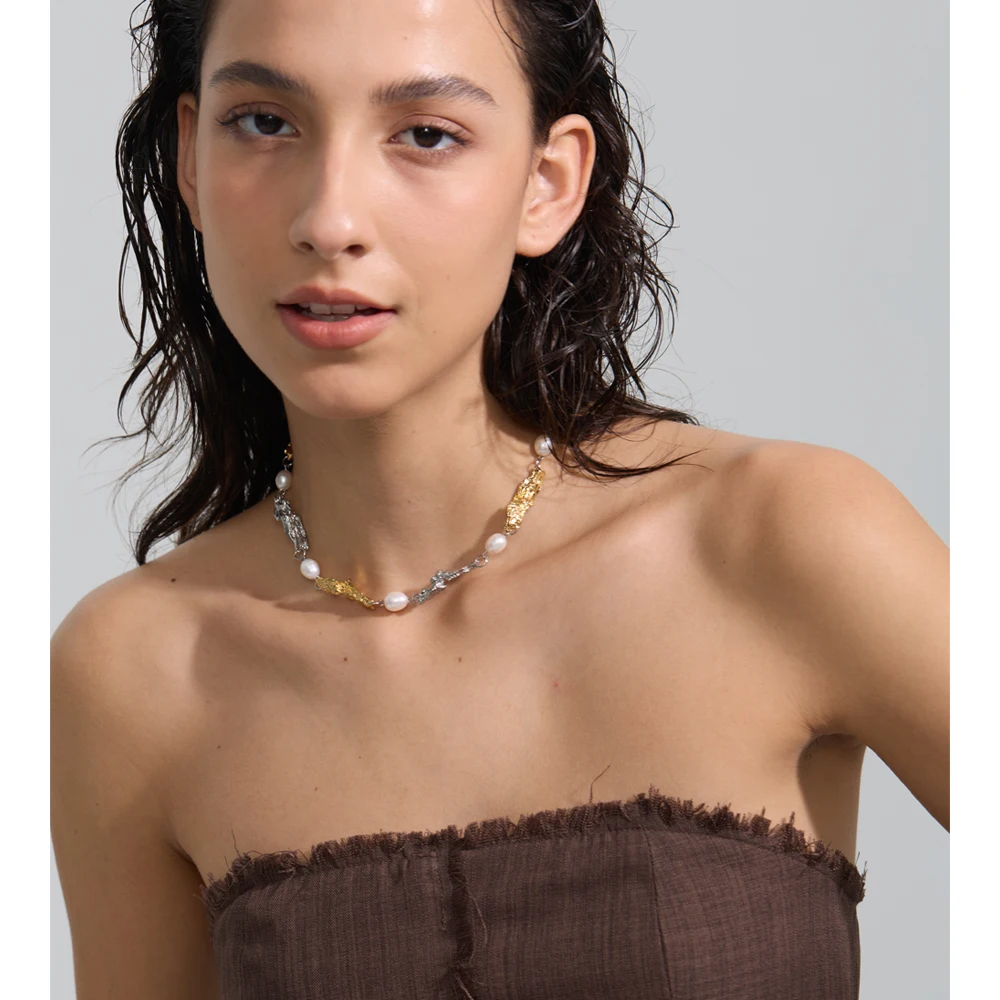 Yhpup Stainless Steel Lava Effect Vintage Fashion Waterproof Necklace