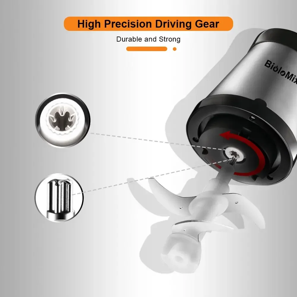 BioloMix 2 Speeds 500W Stainless Steel 2L Capacity Electric Chopper Meat Grinder Mincer Food Processor Slicer Meat Grinder 4