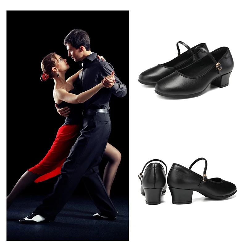 SWDZM Women Modern Dance Shoes Soft Bottom Tango Dancing Shoes Ballroom Latin Dance Shoes For Women 4CM Middle Heeled 5