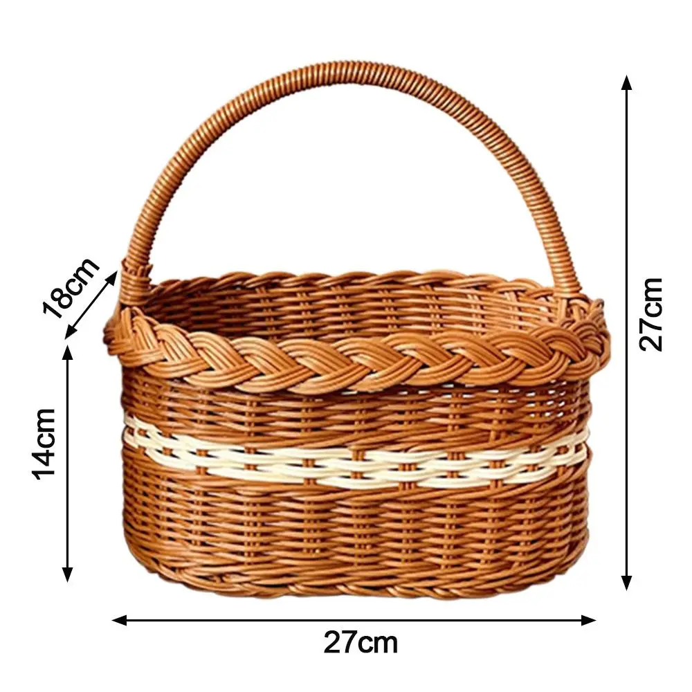 Willow Rattan Flower Basket Small Storage with Handle Sturdy Flower Arrangement Basket Fruit Handmade Rattan Basket Picnic 6