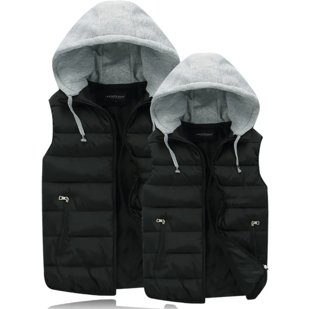

New Autumn And Winter Men's Hooded Cotton Vest Jacket