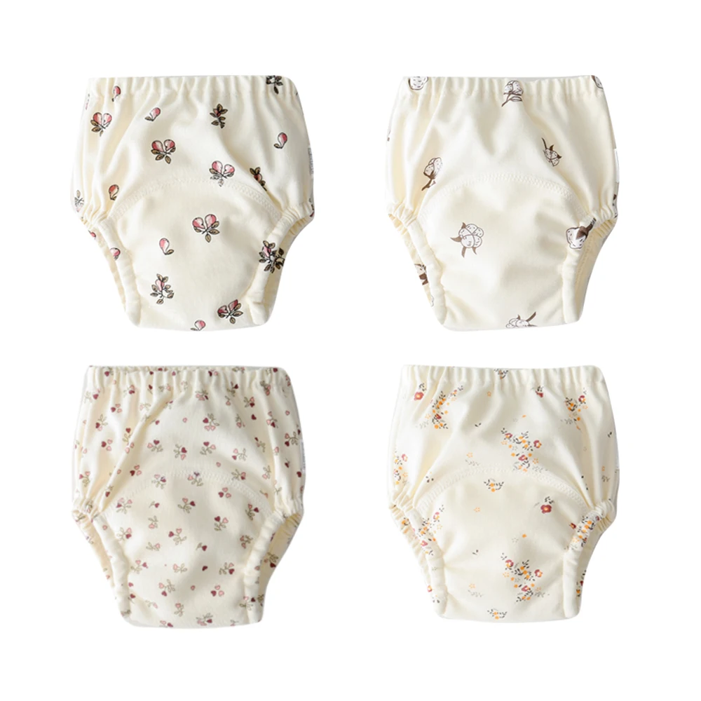 

4 pcs Waterproof Reusable Cotton Baby Training Pants Infant Shorts Underwear Cloth Baby Diaper Nappies Panties Nappy Changing