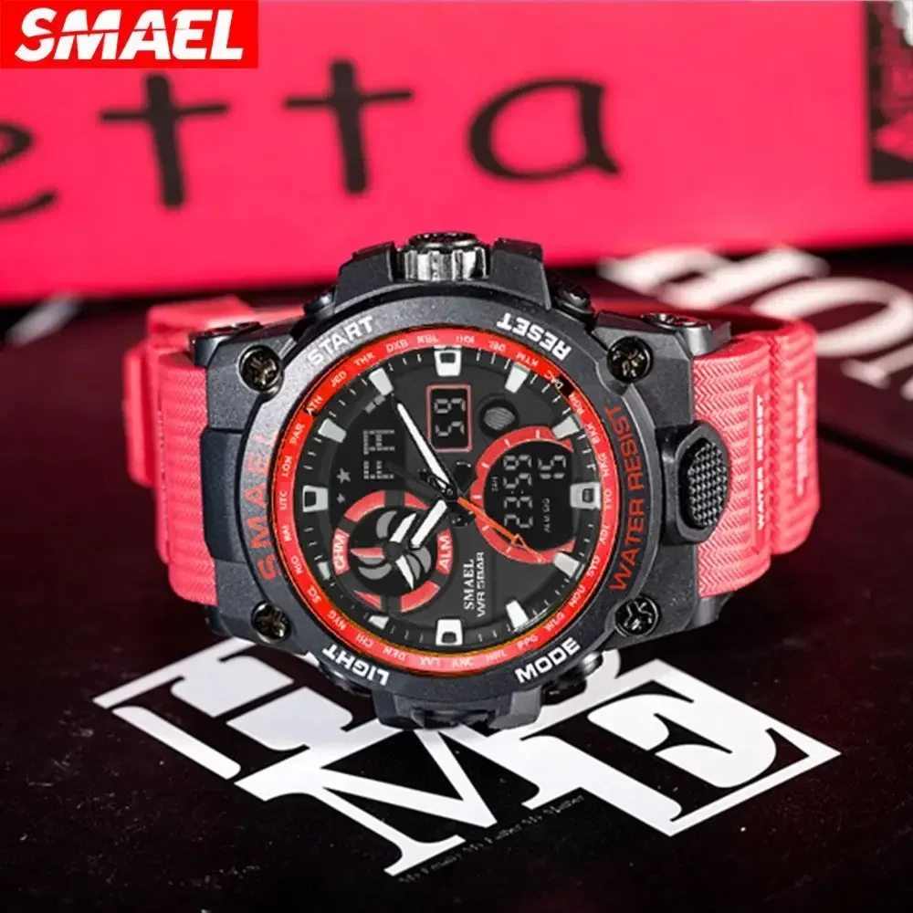 SMAEL Stopwatch Clendar Quartz Wristwatches Sports Watch Men's Outdoor Waterproof Electronic Watch Nightlight Alarm Reloj Hombre