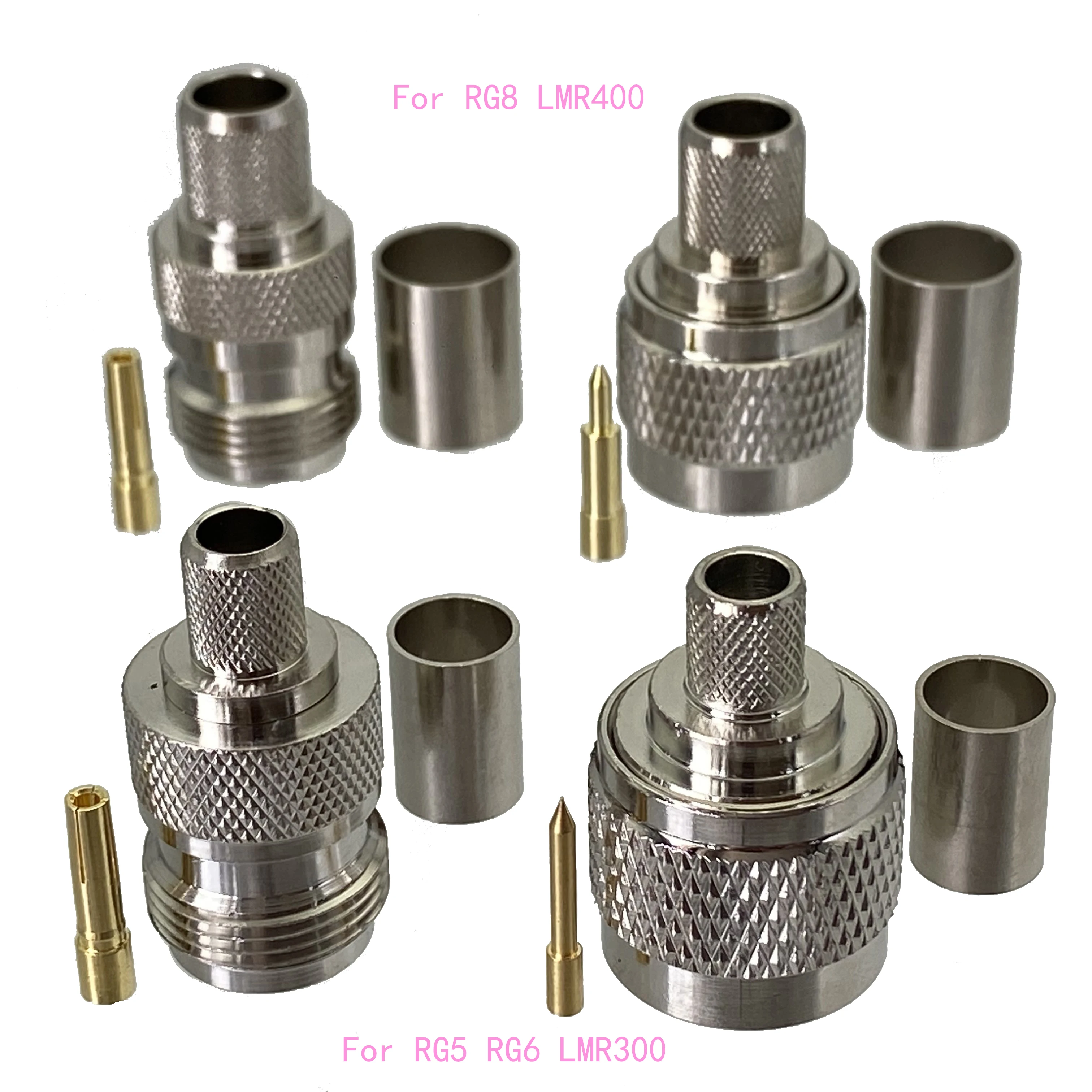 

10Pcs Connector N Male Plug & Female Jack Crimp RG5 RG6 LMR300 & RG8 LMR400 Cable RF Adapter Coaxial Wire Terminals