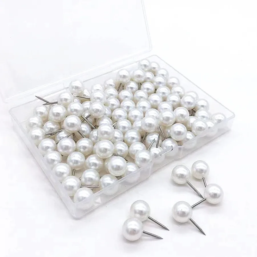 100pcs 10mm Pearlescent Ball Map Nail Cork Board Office Fixed Pin Pushpin Thumbtacks Metal Home School Supplies Enamel Pin
