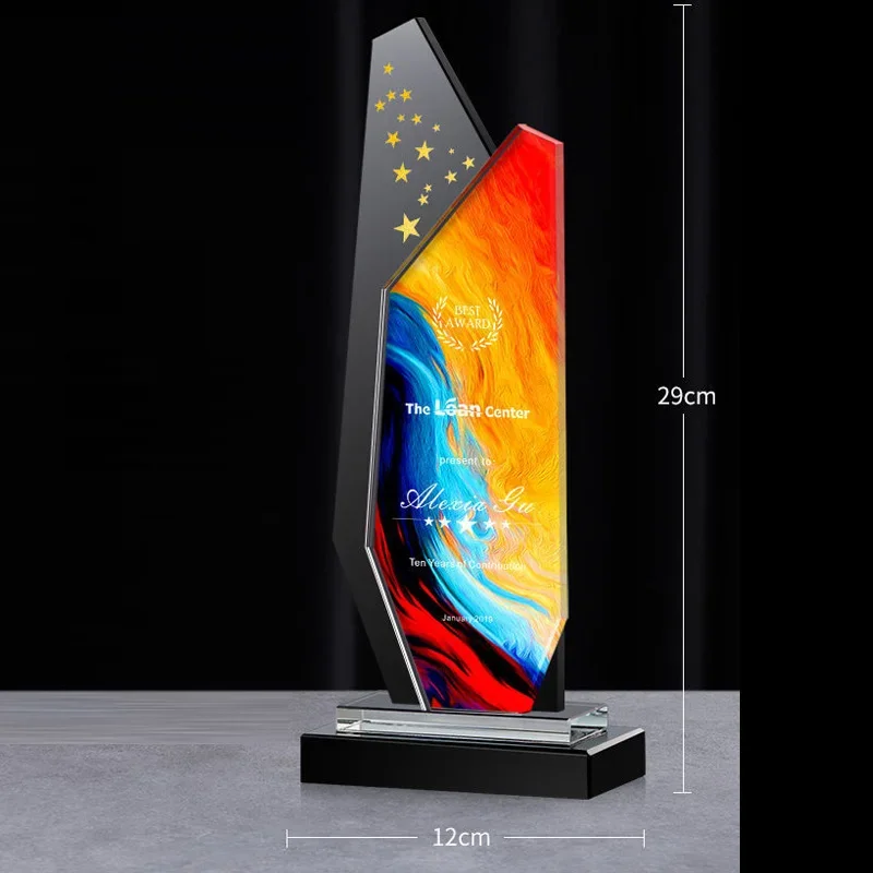 Customized Creative Crystal Trophy, Honor Creative Lettering, Color Printing, Excellent Employees Award, High-end Home Decor 1Pc