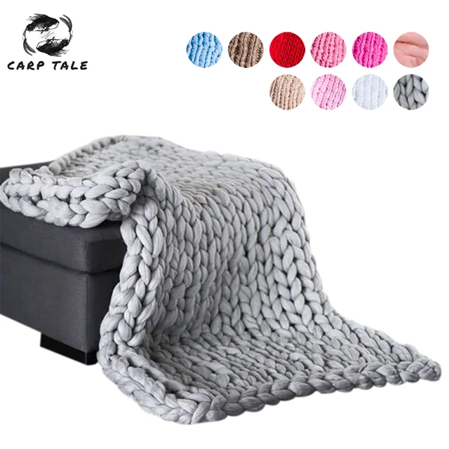 Chunky Merino Wool Blankets - Thick Large Yarn Roving Knitted Blanket -  Winter Plaid Throw Sofa Bed - AliExpress