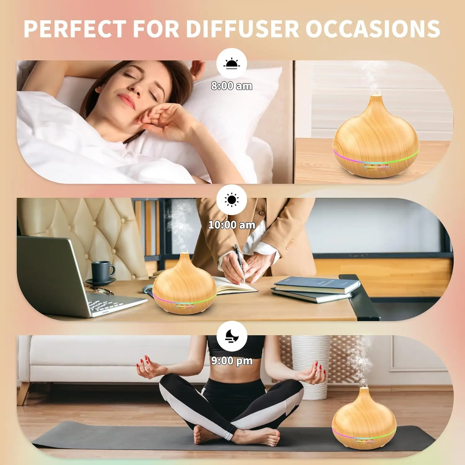 Aroma Diffuser and Cool Mist Humidifier with Quiet Waterless Auto-Off Feature for Home and Office Spaces