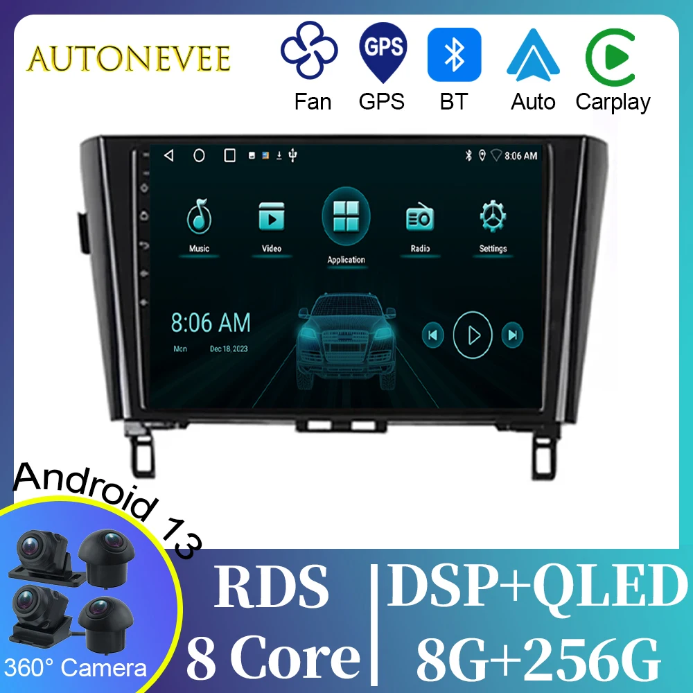 

For Nissan X-Trail Qashqai 2 J1T32 J10 J11 2014 - 2019 Car Radio Android Auto GPS Navigation Multimedia Video Player No 2din DVD