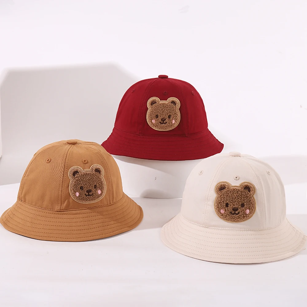 

Baby Fisherman Hats Spring And Summer Cute Bear Hat Boys & Girls Sunshade Bucekt Caps News Children's Sun Cap