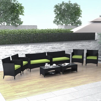 4 PCS / 8 PCS  Garden Patio Furniture Patio outdoor rattan furniture loveseat armchair coffee table for garden