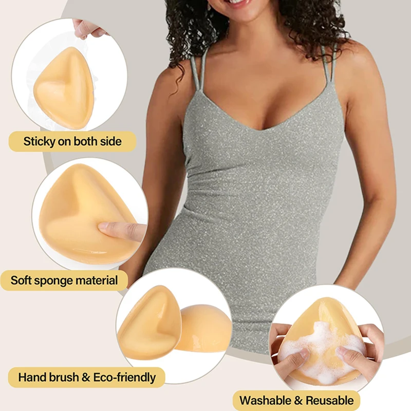 Double-Sided Sticky Bra Pads Reusable Padded Inserts Strapless Lift For Swimsuit Women Summer